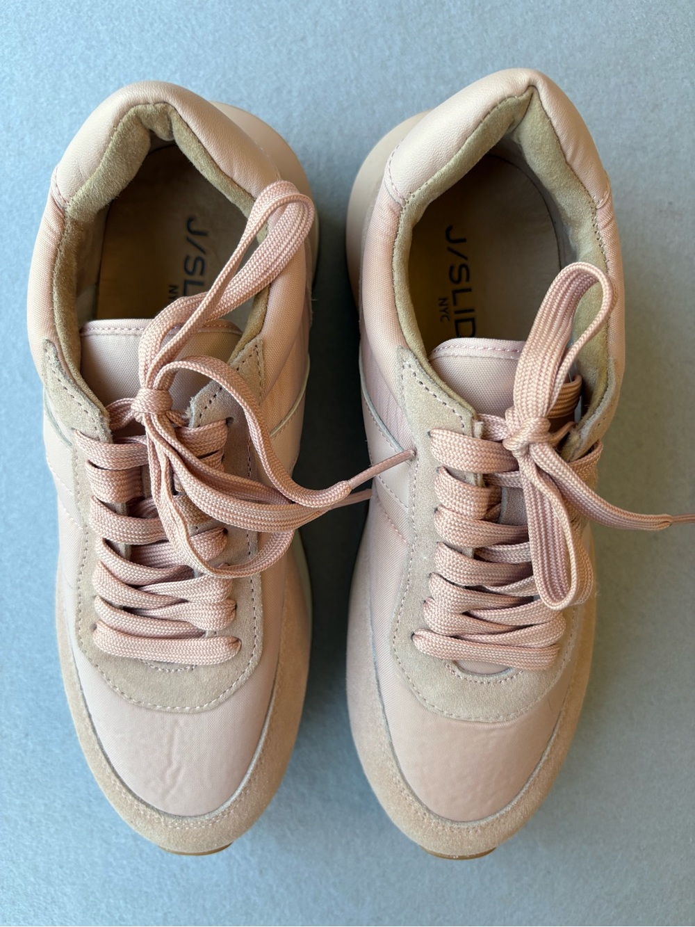 J Slides Eddie Lace Up Sneakers in Pink Blush sz 6 Women’s Casual Nylon - Picture 4 of 7